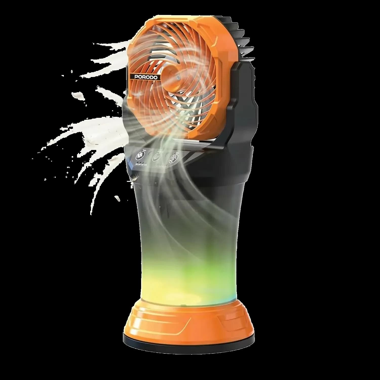 Porodo Portable Misting Fan - 2L Tank, 15000mAh Battery, Black/Orange 1 Porodo Portable Misting Fan - 2L Tank, 15000mAh Battery, Black/Orange 1