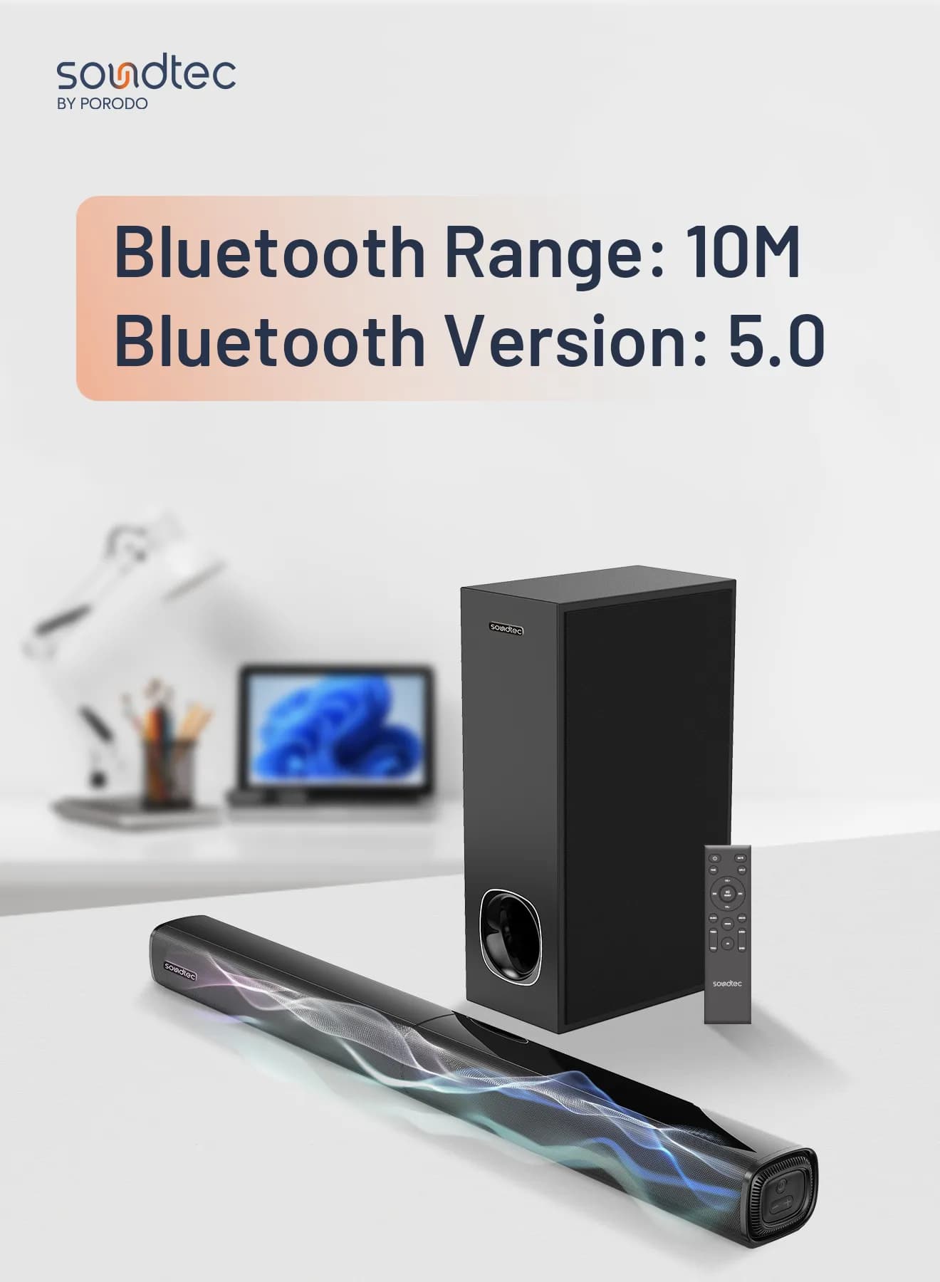 Porodo Soundtec 2.1CH Bluetooth Soundbar System 100W - Black 1 Porodo Soundtec 2.1CH Bluetooth Soundbar System 100W - Black 1