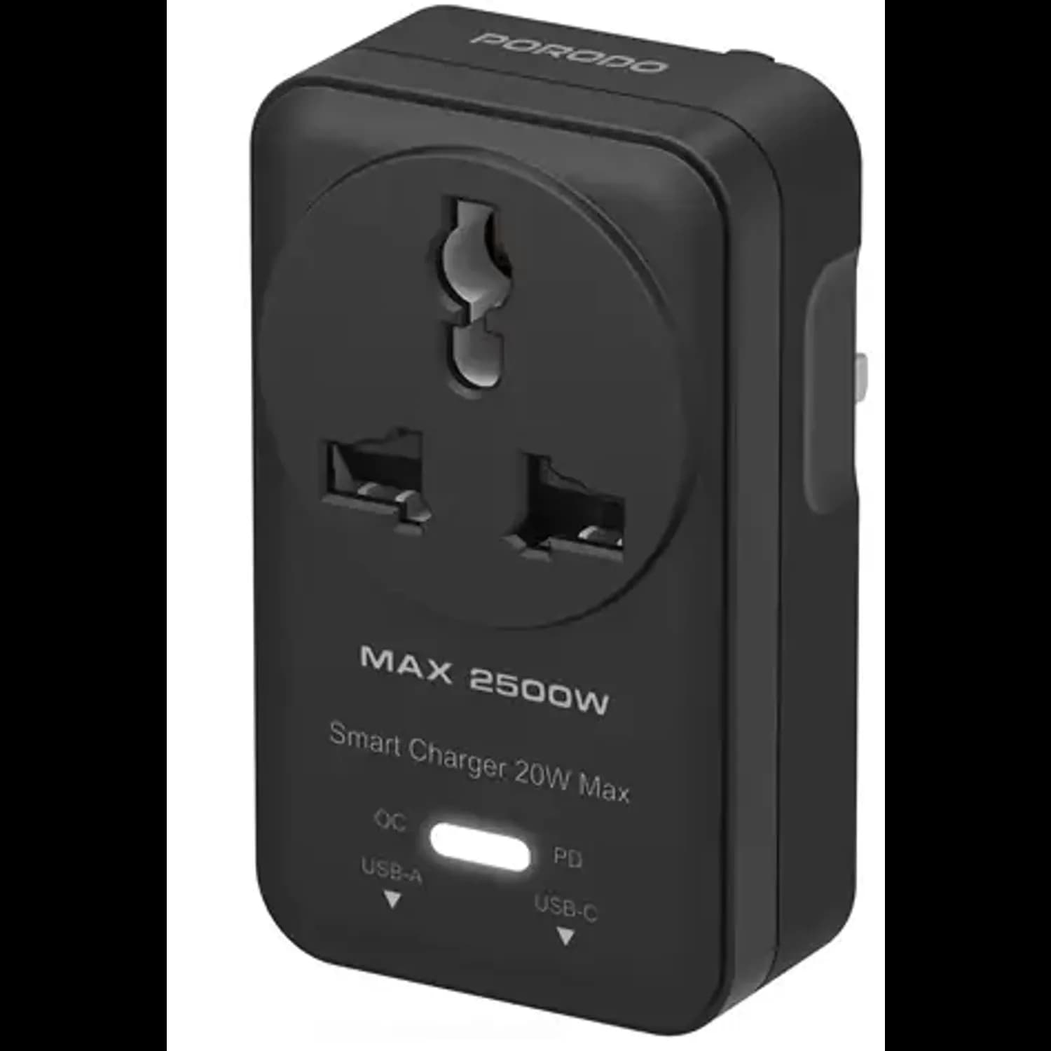 Porodo Wall Socket Velocitas - Universal AC, Black 1 Porodo Wall Socket Velocitas - Universal AC, Black 1