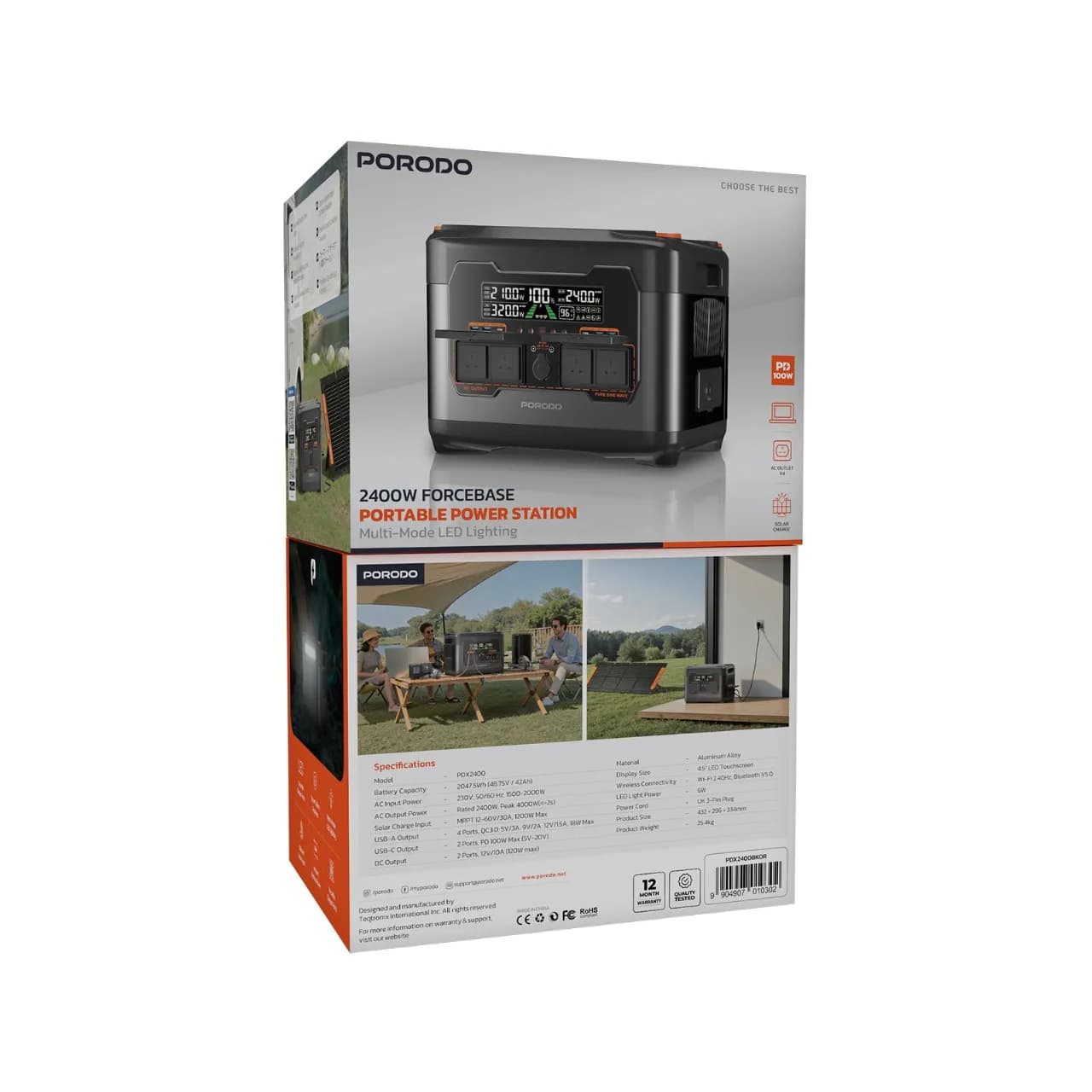 Porodo 2400W Forcebase Portable Power Station - Black/Orange 1 Porodo 2400W Forcebase Portable Power Station - Black/Orange 1