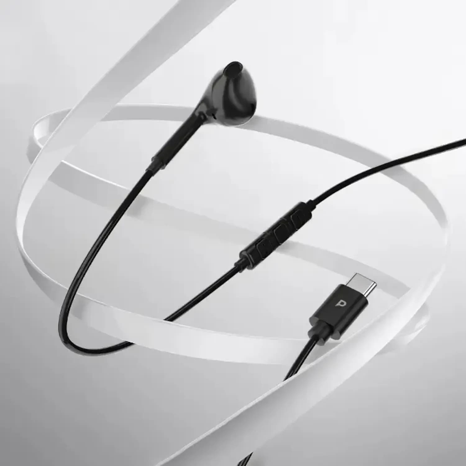 Powerology Mono Earphone - Type-C Connector, Black — Black 1 Powerology Mono Earphone - Type-C Connector, Black — Black 1