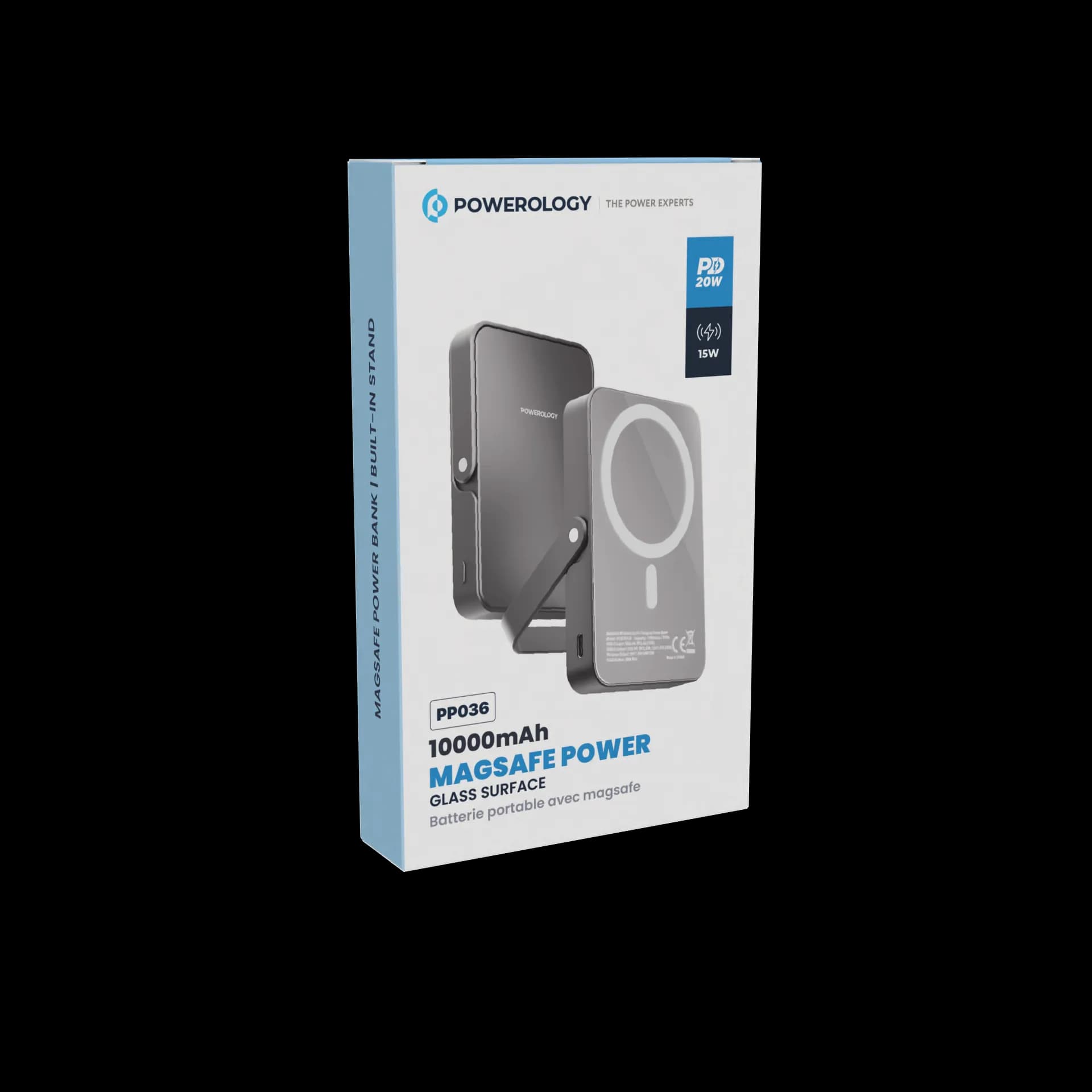 Powerology Power Bank PPBCHA36 - 10000mAh 15W Wireless PD 20W, Grey