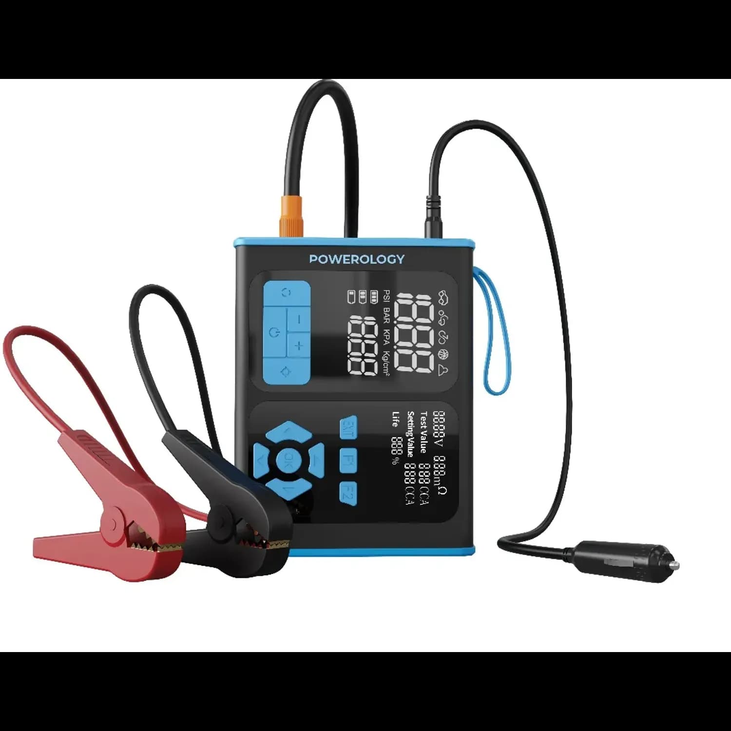 Powerology Jump Starter - Air Inflator & OBD II, Black/Blue 1 Powerology Jump Starter - Air Inflator & OBD II, Black/Blue 1