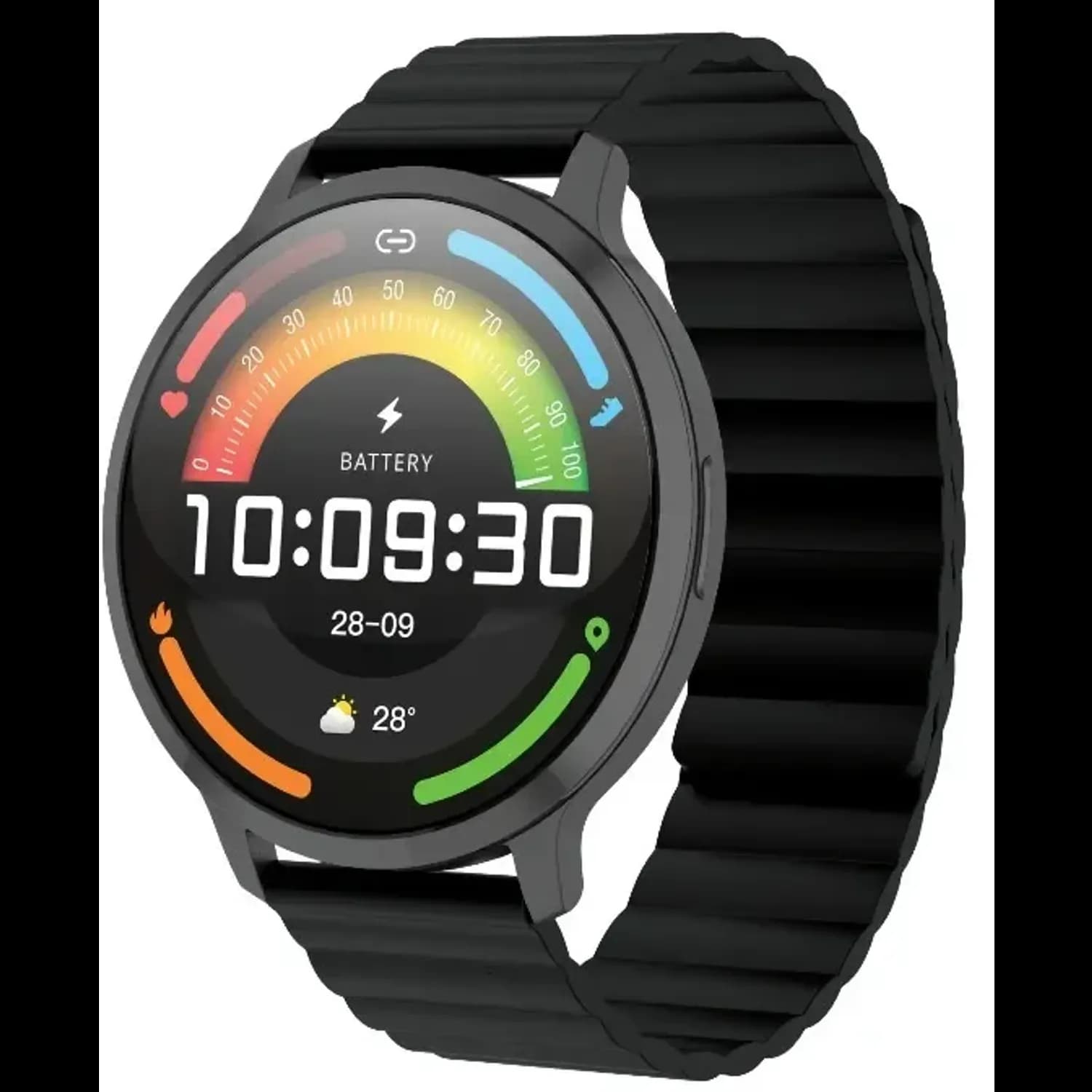 Powerology Smart Watch Aura - 1.73" AMOLED Display, Silver — Black 1 Powerology Smart Watch Aura - 1.73" AMOLED Display, Silver — Black 1