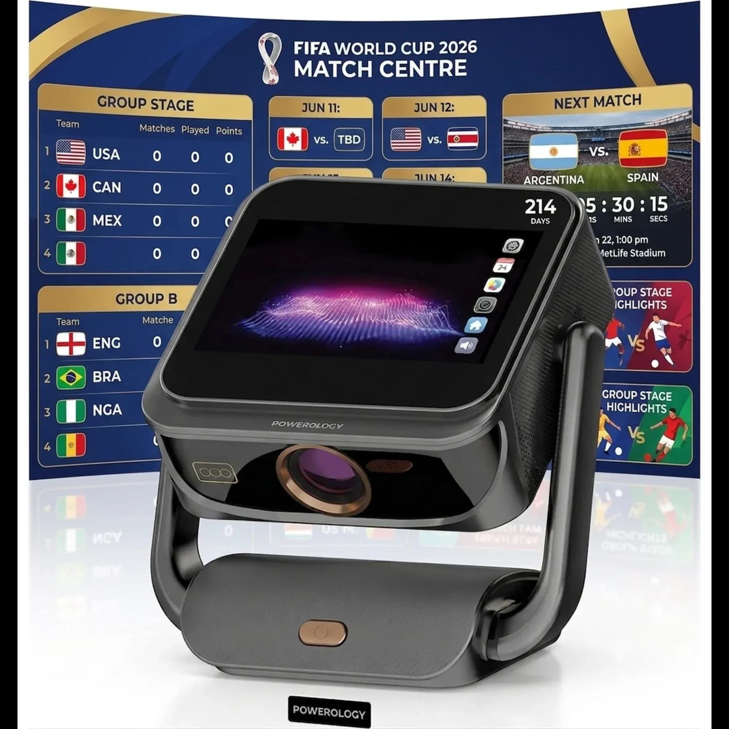 Powerology Projector - 10.1" Touch Screen, Gray 1 Powerology Projector - 10.1" Touch Screen, Gray 1