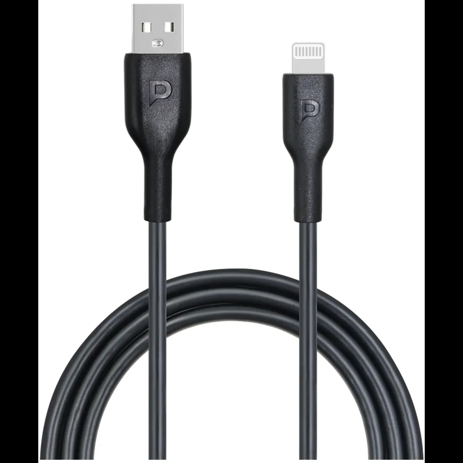 Powerology Cable - USB-A to Lightning 1.2m, White — Black 1 Powerology Cable - USB-A to Lightning 1.2m, White — Black 1