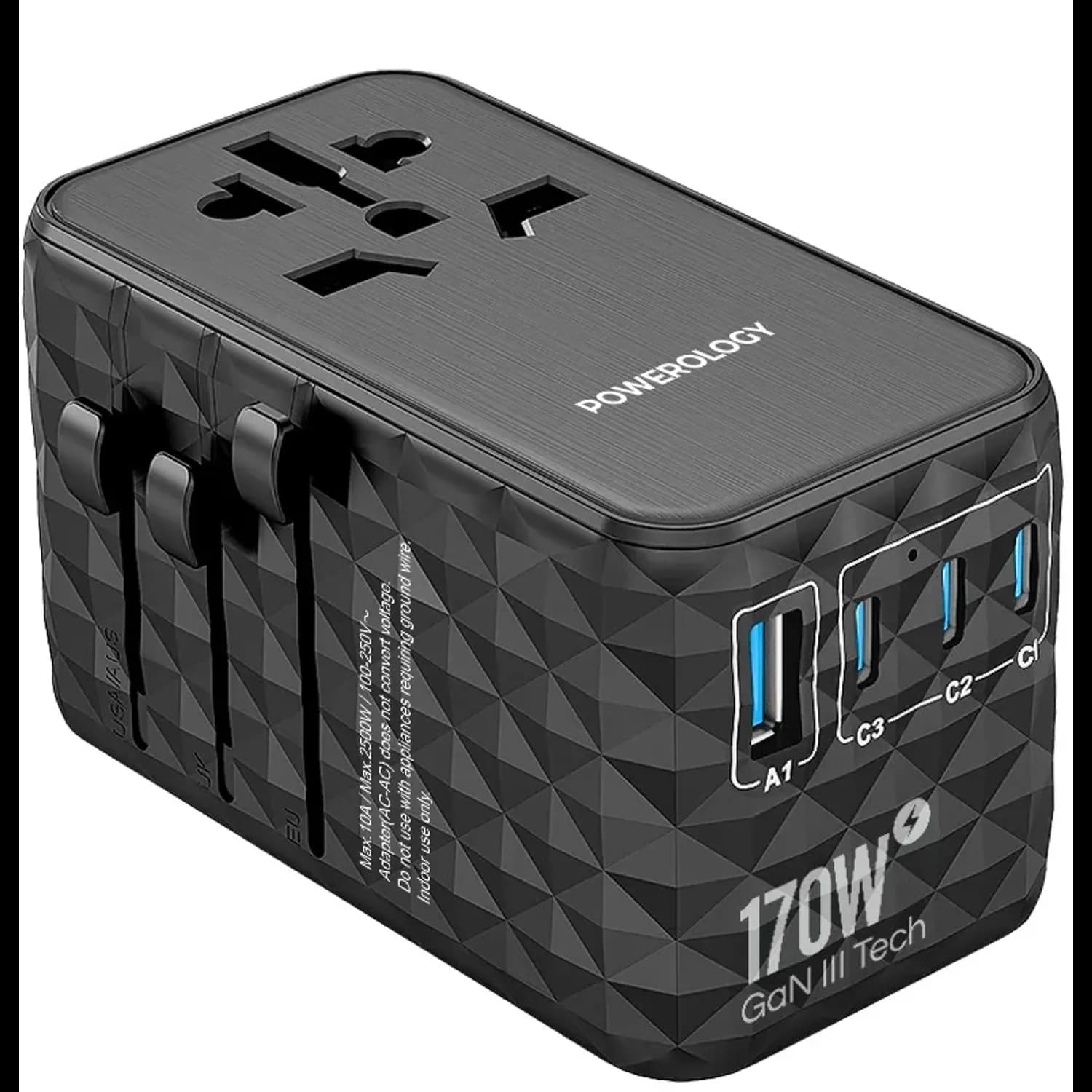 Powerology Universal Charger - GaN 170W, 4-Port Fast Charging, Black 1 Powerology Universal Charger - GaN 170W, 4-Port Fast Charging, Black 1