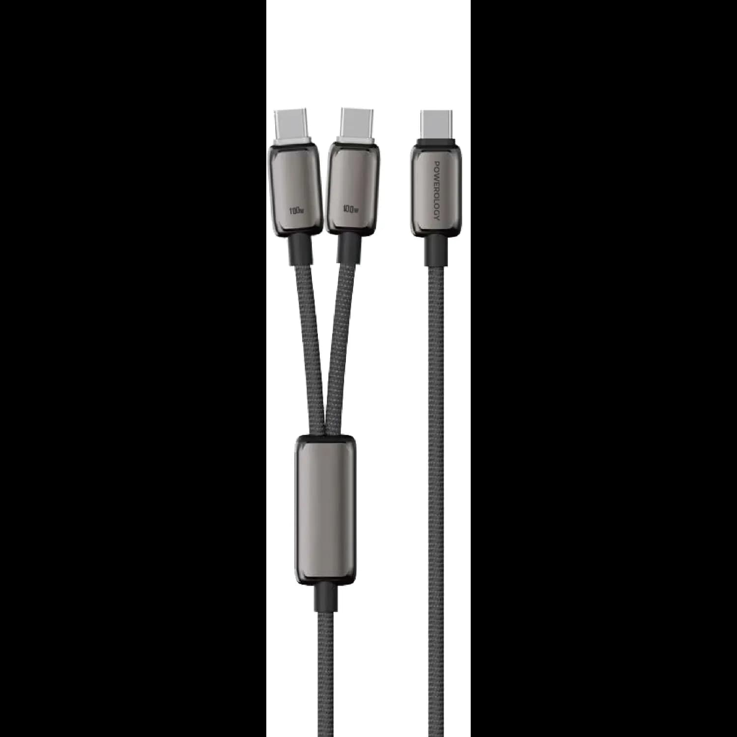 Powerology USB-C Cable Zinco Series - 2-in-1 Dual, 100W PD, Gray 1 Powerology USB-C Cable Zinco Series - 2-in-1 Dual, 100W PD, Gray 1