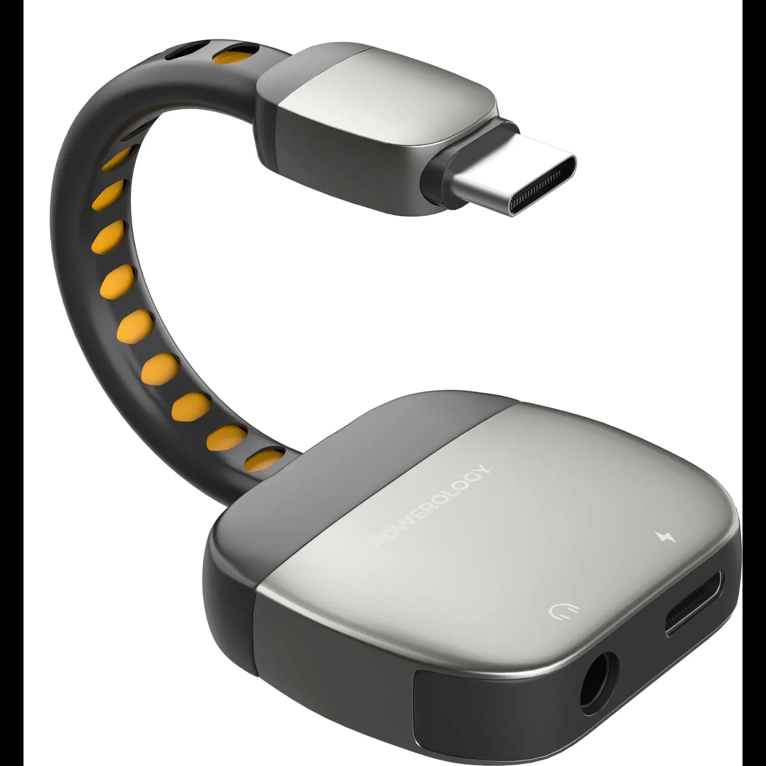 Powerology Adapter - 2-in-1 Type-C to Aux & USB-C, Grey 1 Powerology Adapter - 2-in-1 Type-C to Aux & USB-C, Grey 1
