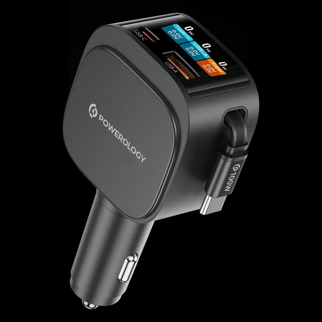 Powerology Car Charger VoltMax - 130W Fast Charging, Black Powerology Car Charger VoltMax - 130W Fast Charging, Black
