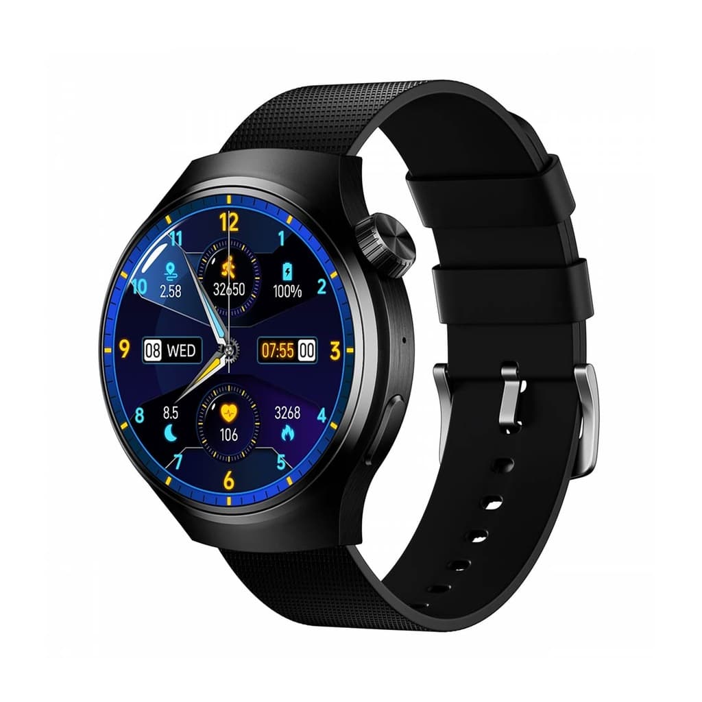 Porodo Sfera Round Titanium Smart Watch with Extra Orange Band — Black 1 Porodo Sfera Round Titanium Smart Watch with Extra Orange Band — Black 1